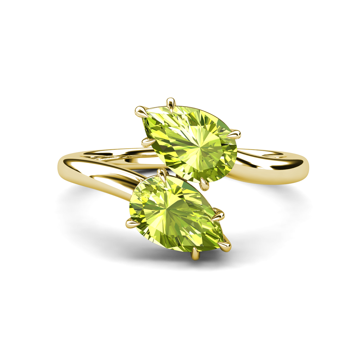Amoura 3.00 ctw Pear Shape Peridot Women Toi Et Moi Engagement Ring 