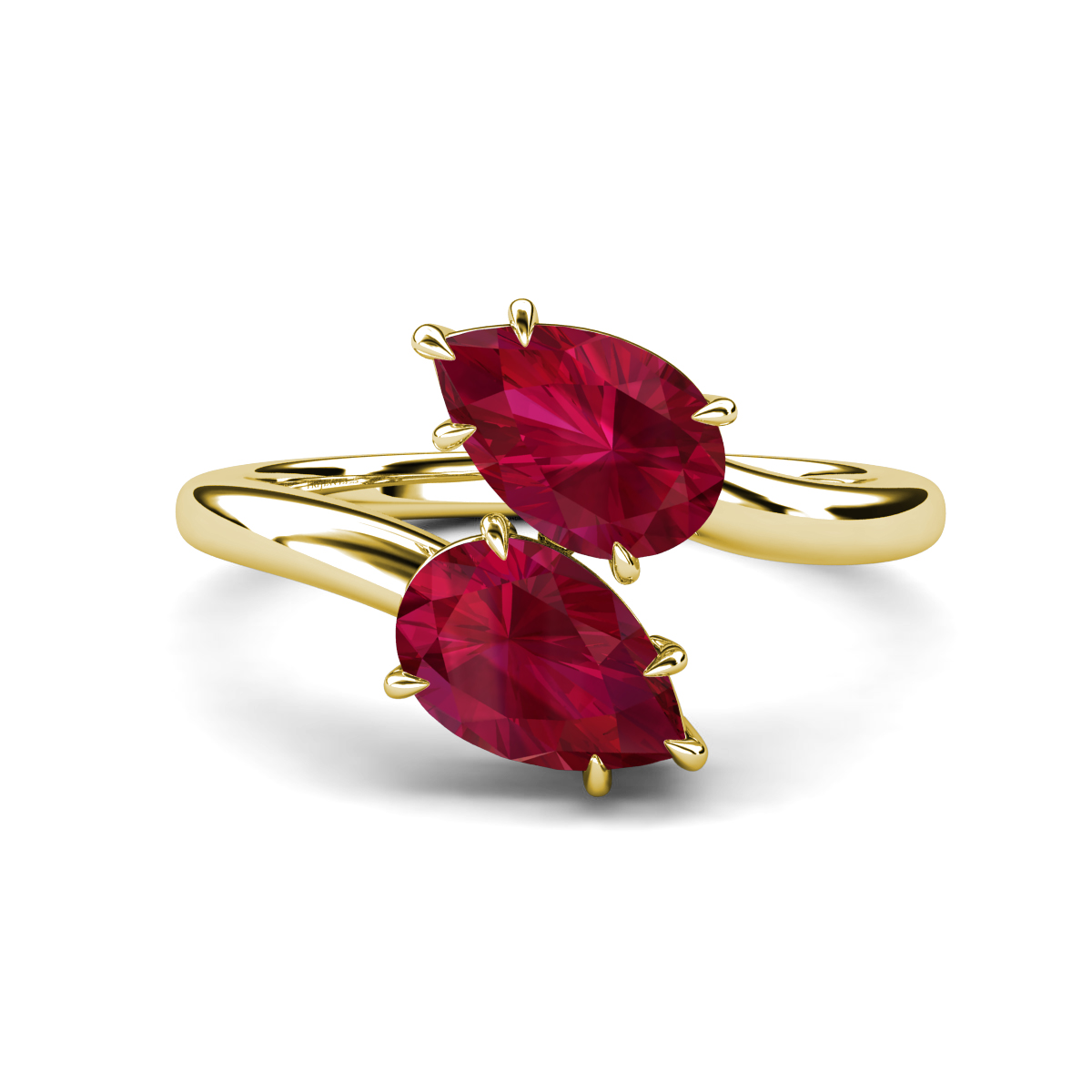 Amoura 3.26 ctw Pear Shape Created Ruby Women Toi Et Moi Engagement Ring 