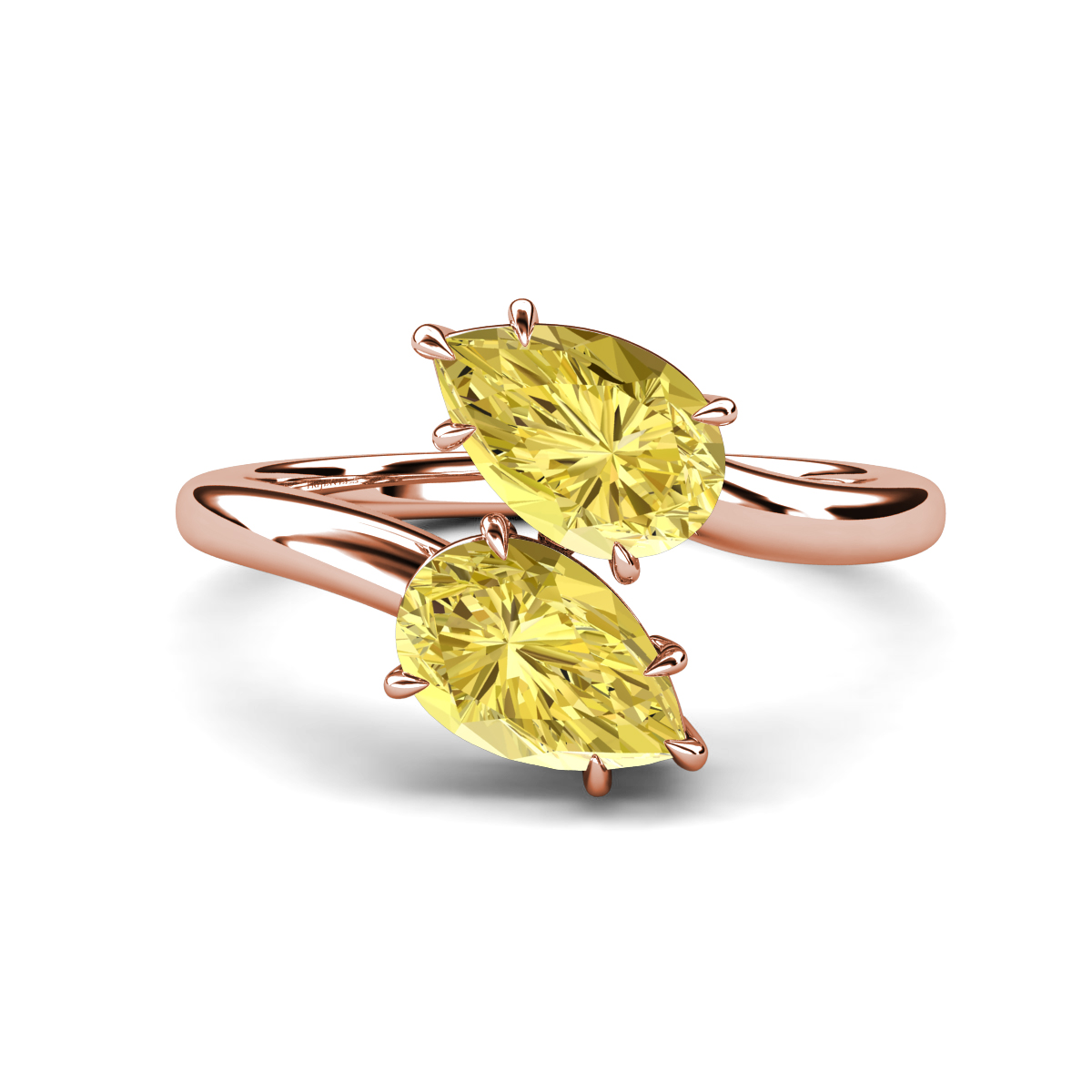 Amoura 3.20 ctw Pear Shape Yellow Sapphire (8 x 6 mm) Women Toi Et Moi Engagement Ring 