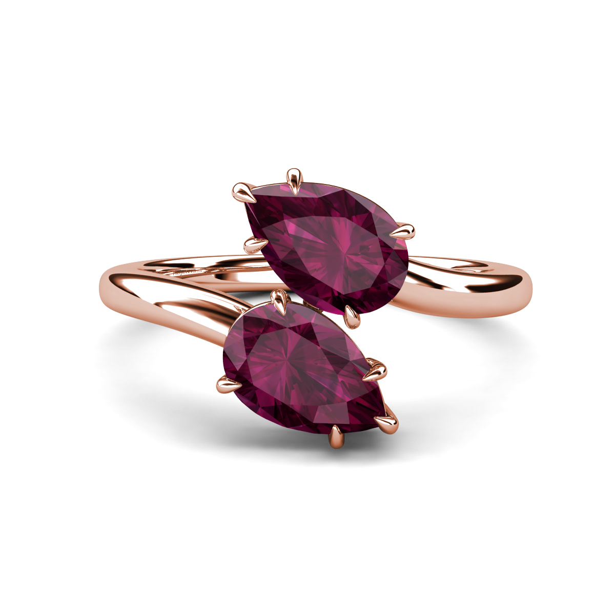 Amoura 2.20 ctw Pear Shape Rhodolite Garnet (8 x 6 mm) Women Toi Et Moi Engagement Ring 