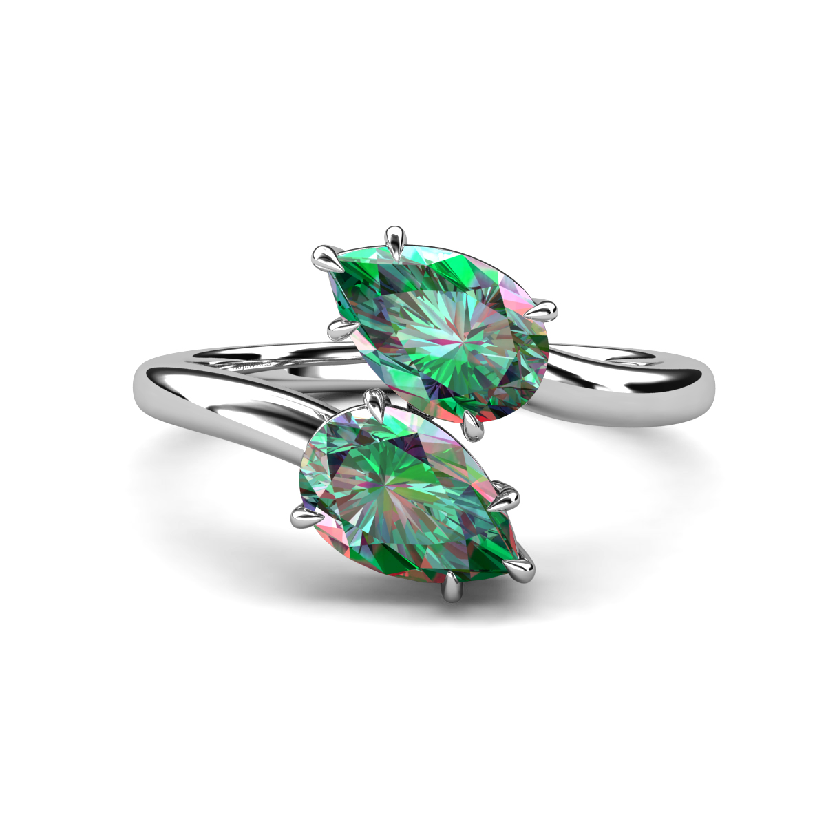 Amoura 2.22 ctw Pear Shape Created Alexandrite (8 x 6 mm) Women Toi Et Moi Engagement Ring 