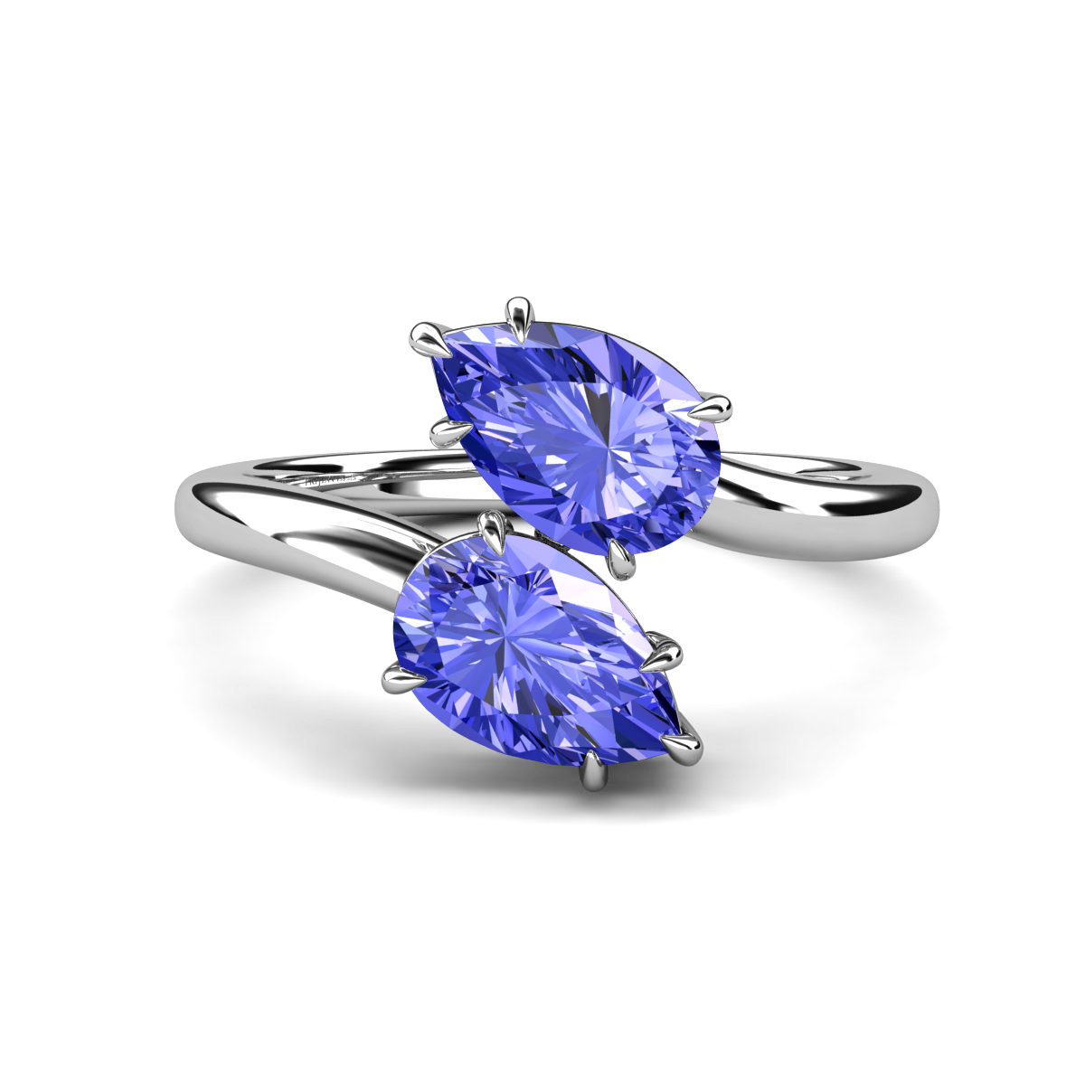 Amoura 2.80 ctw Pear Shape Tanzanite (8 x 6 mm) Women Toi Et Moi Engagement Ring 