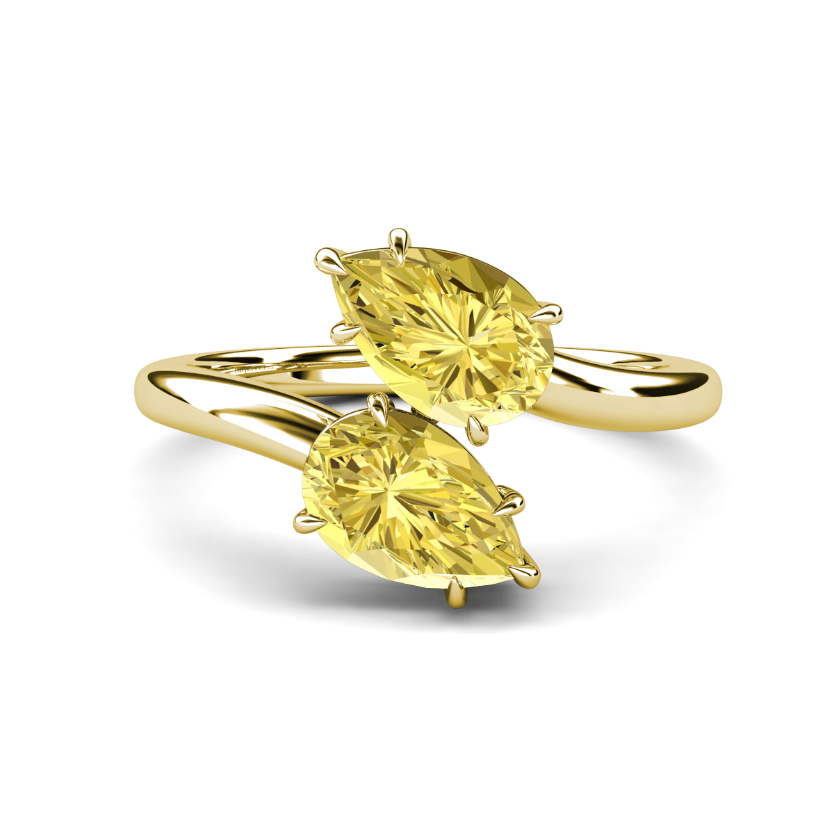 Amoura 3.20 ctw Pear Shape Yellow Sapphire (8 x 6 mm) Women Toi Et Moi Engagement Ring 