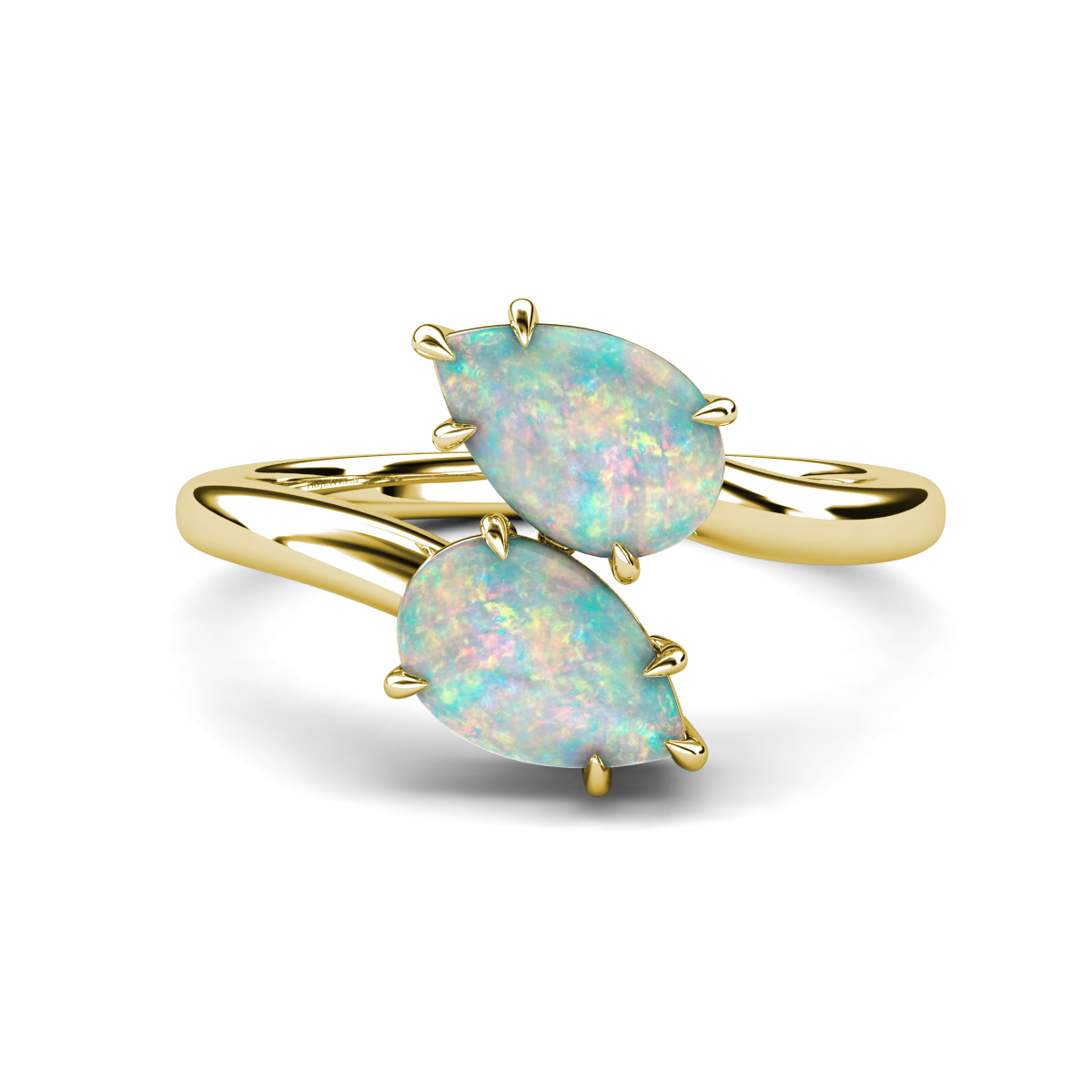 Amoura 0.90 ctw Pear Shape Opal (8 x 6 mm) Women Toi Et Moi Engagement Ring 