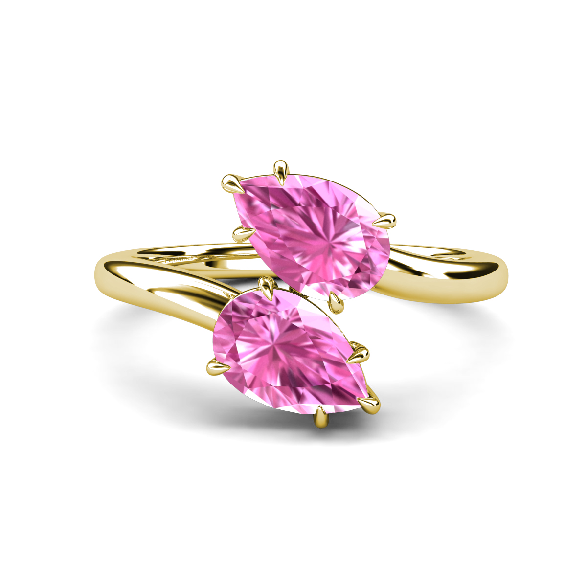 Amoura 2.60 ctw Pear Shape Created Pink Sapphire (8 x 6 mm) Women Toi Et Moi Engagement Ring 