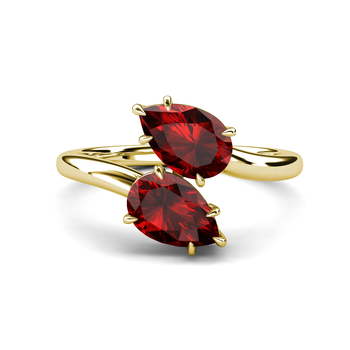 Amoura 2.20 ctw Pear Shape Red Garnet (8 x 6 mm) Women Toi Et Moi Engagement Ring 