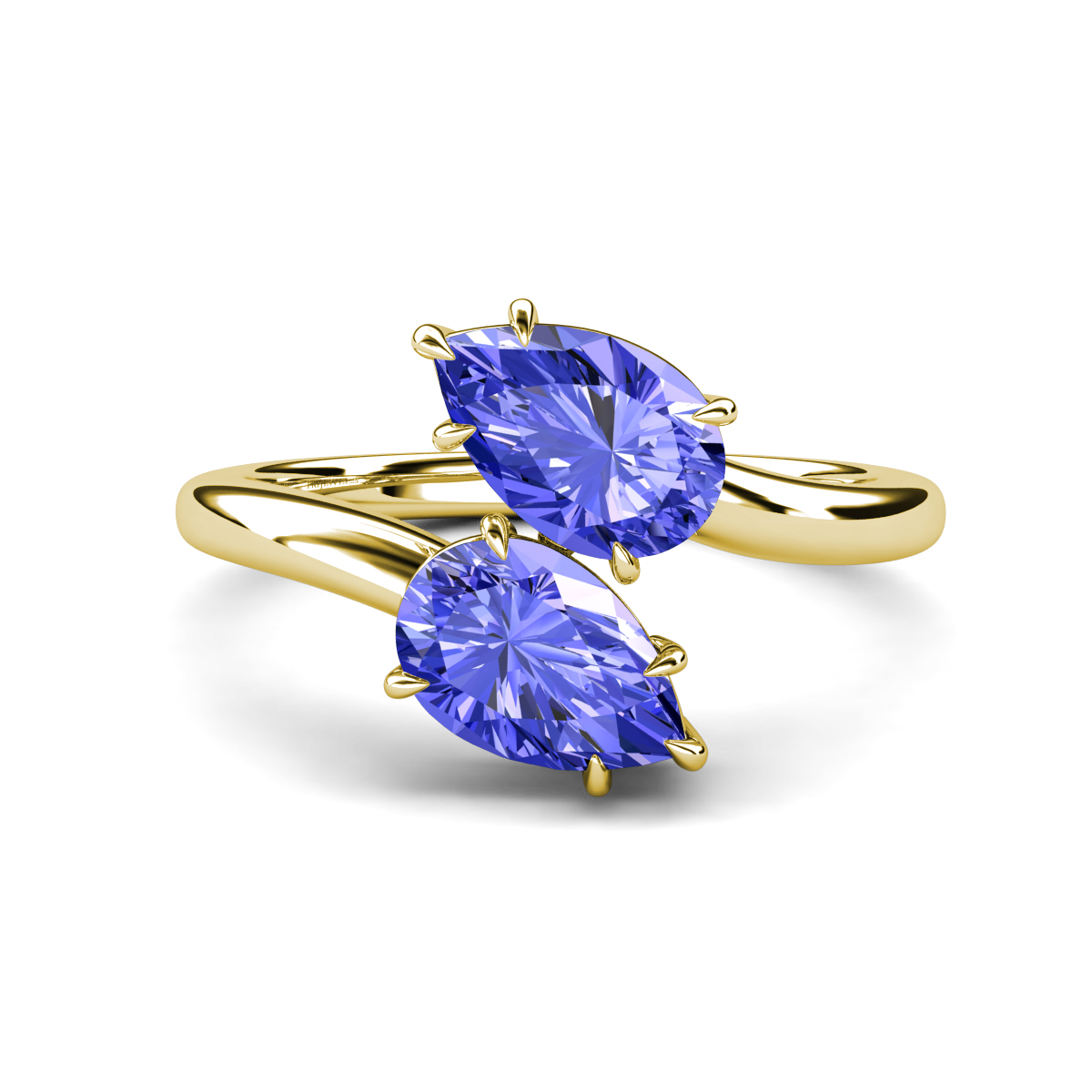 Amoura 2.80 ctw Pear Shape Tanzanite (8 x 6 mm) Women Toi Et Moi Engagement Ring 