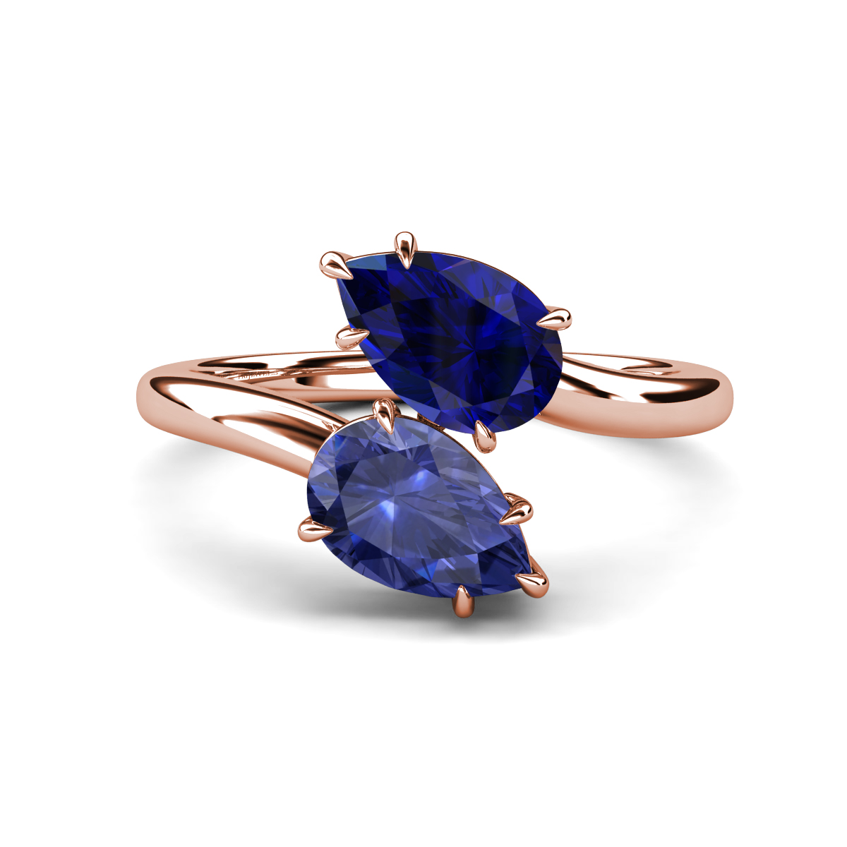 Amoura 2.15 ctw Pear Shape Created Blue Sapphire & Pear Shape Iolite Women Toi Et Moi Engagement Ring 