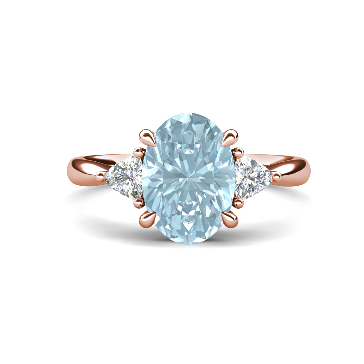 Evelyn 2.05 ctw Oval Shape Aquamarine accented Lab Grown Diamond Women Three Stone Engagement Ring 