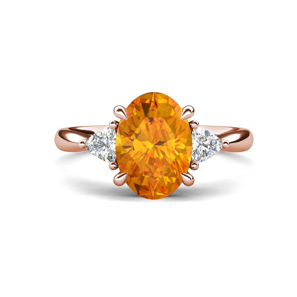 Evelyn 2.00 ctw Oval Shape Citrine accented Lab Grown Diamond Women Three Stone Engagement Ring 