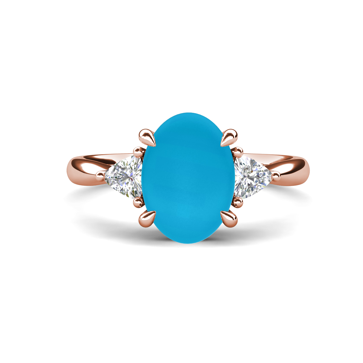 Evelyn 1.80 ctw Oval Shape Turquoise accented Lab Grown Diamond Women Three Stone Engagement Ring 