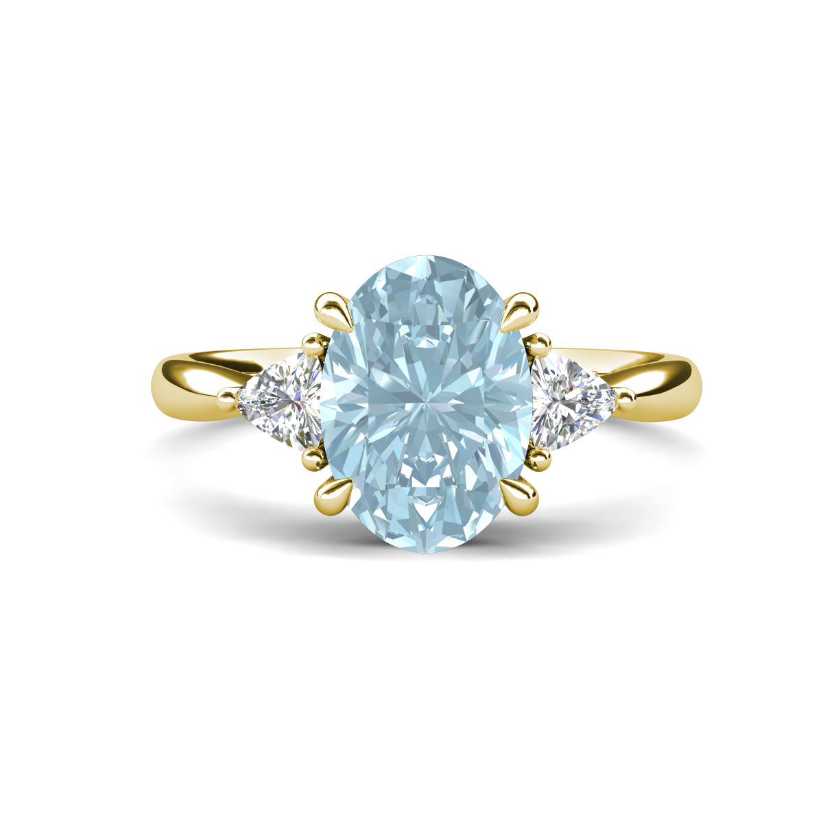Evelyn 2.05 ctw Oval Shape Aquamarine accented Lab Grown Diamond Women Three Stone Engagement Ring 