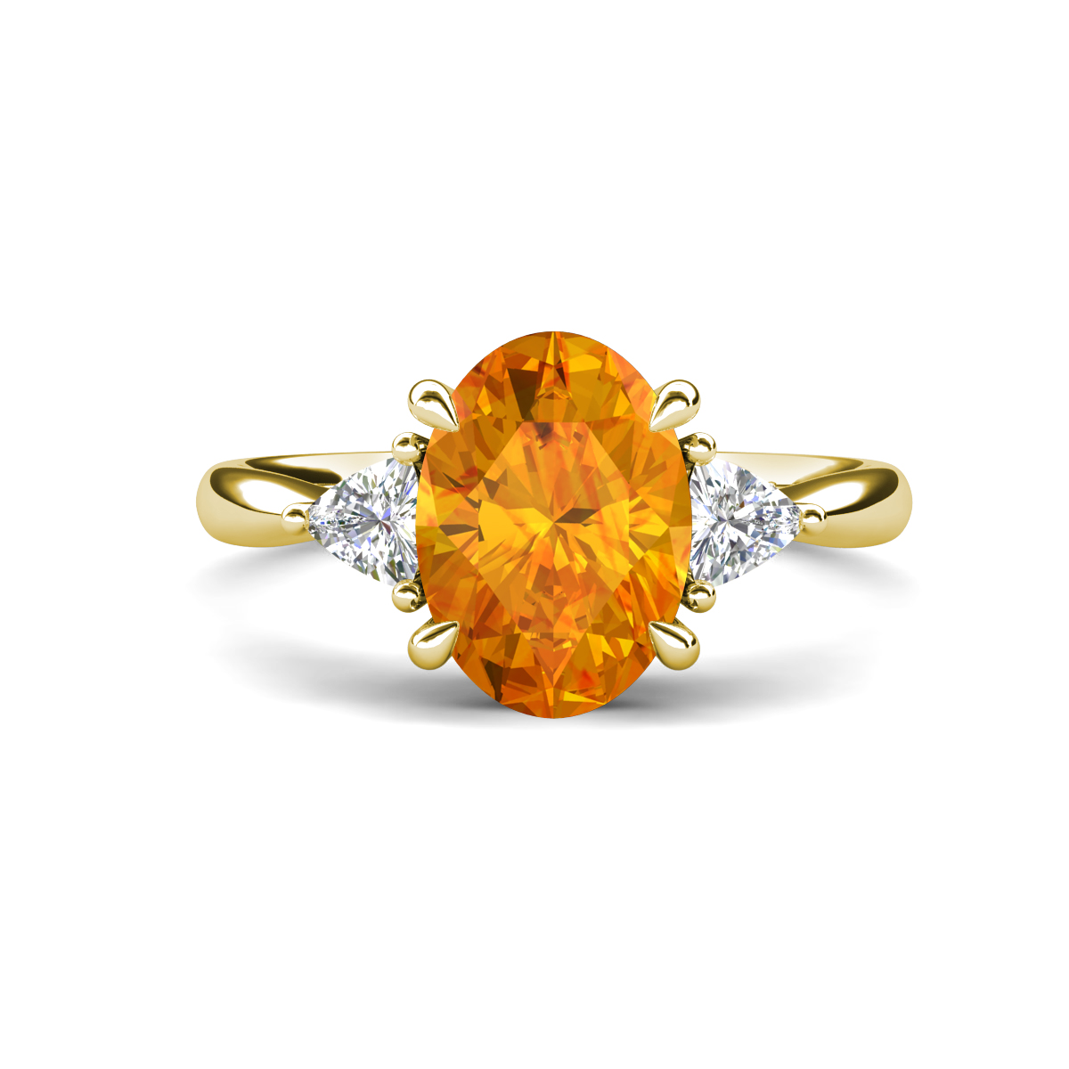 Evelyn 2.00 ctw Oval Shape Citrine accented Lab Grown Diamond Women Three Stone Engagement Ring 