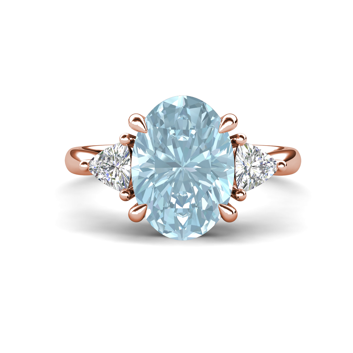 Evelyn 2.85 ctw Oval Shape Aquamarine accented Lab Grown Diamond Women Three Stone Engagement Ring 