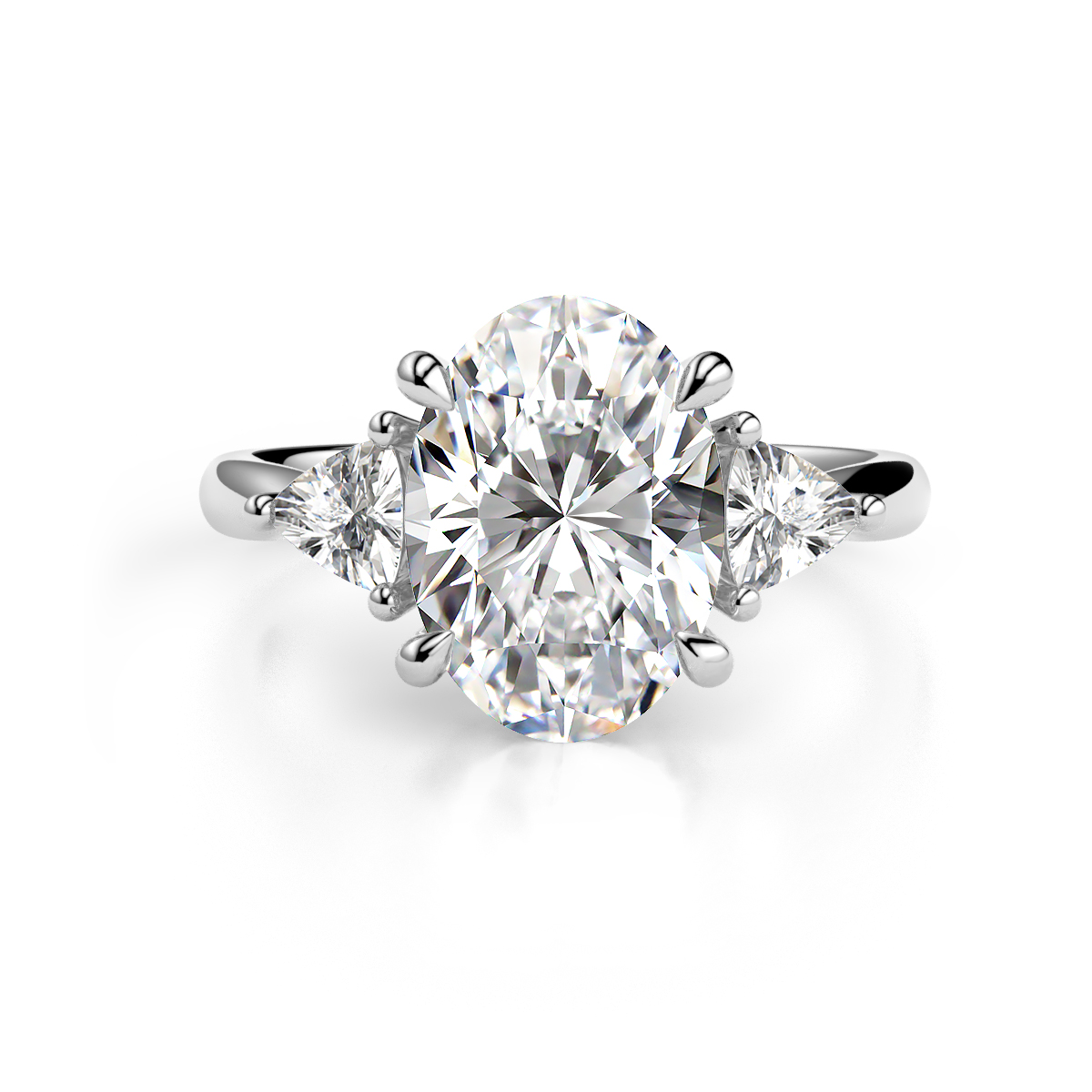 Evelyn 3.40 ctw IGI Certified Oval Shape Lab Grown Diamond (VS1/E) accented Lab Grown Diamond Women Three Stone Engagement Ring 