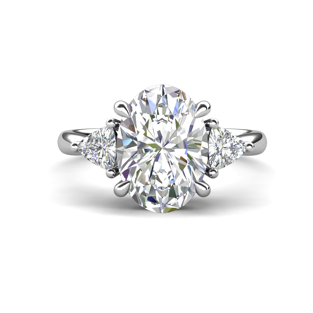 Evelyn 4.16 ctw Oval Shape Created Alexandrite accented Lab Grown Diamond Women Three Stone Engagement Ring 