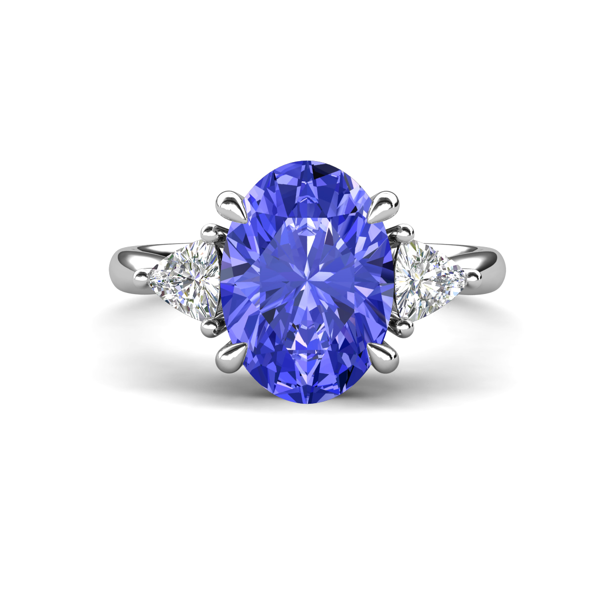 Evelyn 3.40 ctw Oval Shape Tanzanite accented Lab Grown Diamond Women Three Stone Engagement Ring 