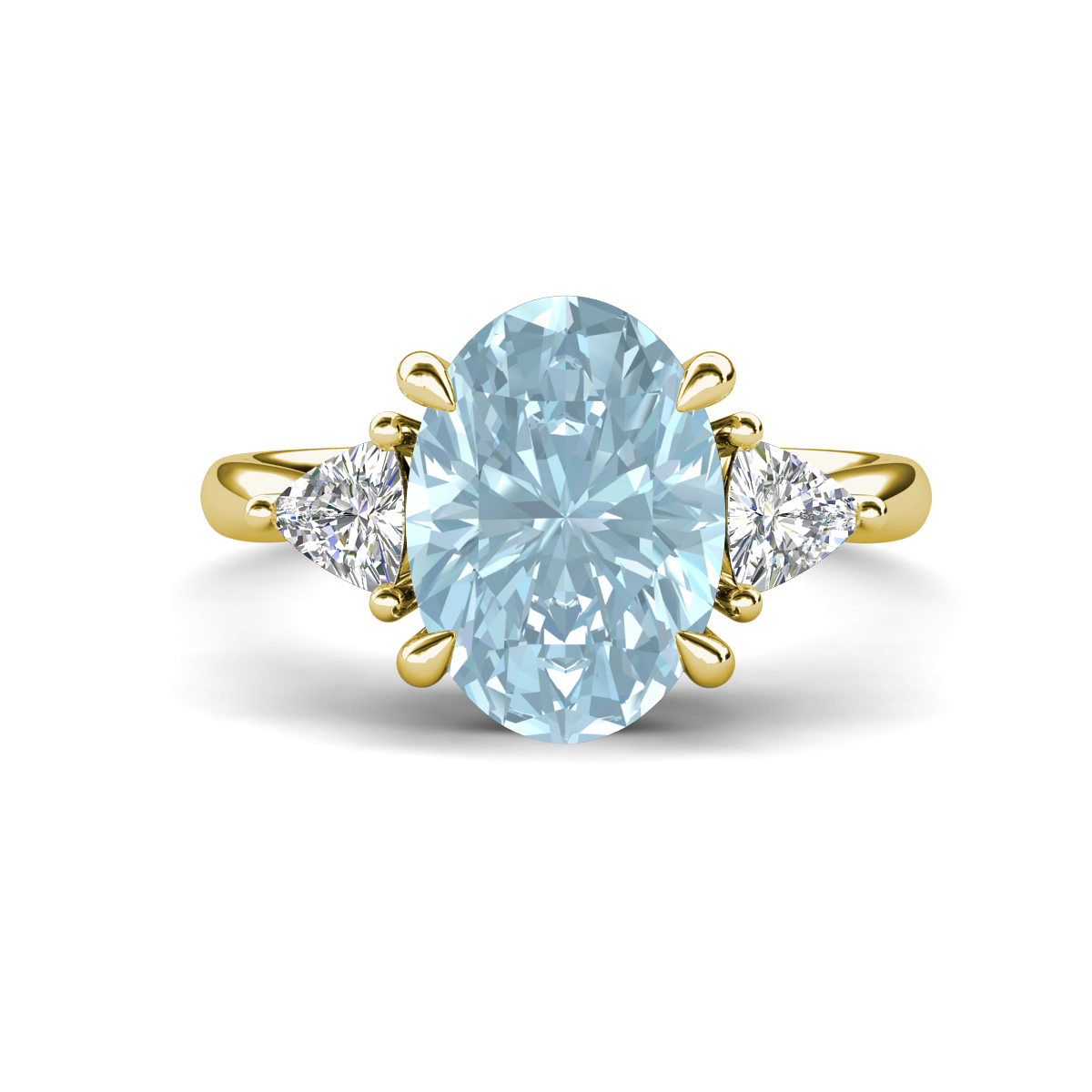 Evelyn 2.85 ctw Oval Shape Aquamarine accented Lab Grown Diamond Women Three Stone Engagement Ring 