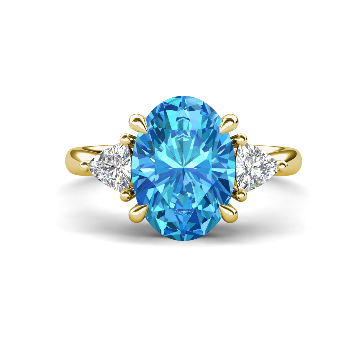 Evelyn 4.00 ctw Oval Shape Blue Topaz accented Lab Grown Diamond Women Three Stone Engagement Ring 