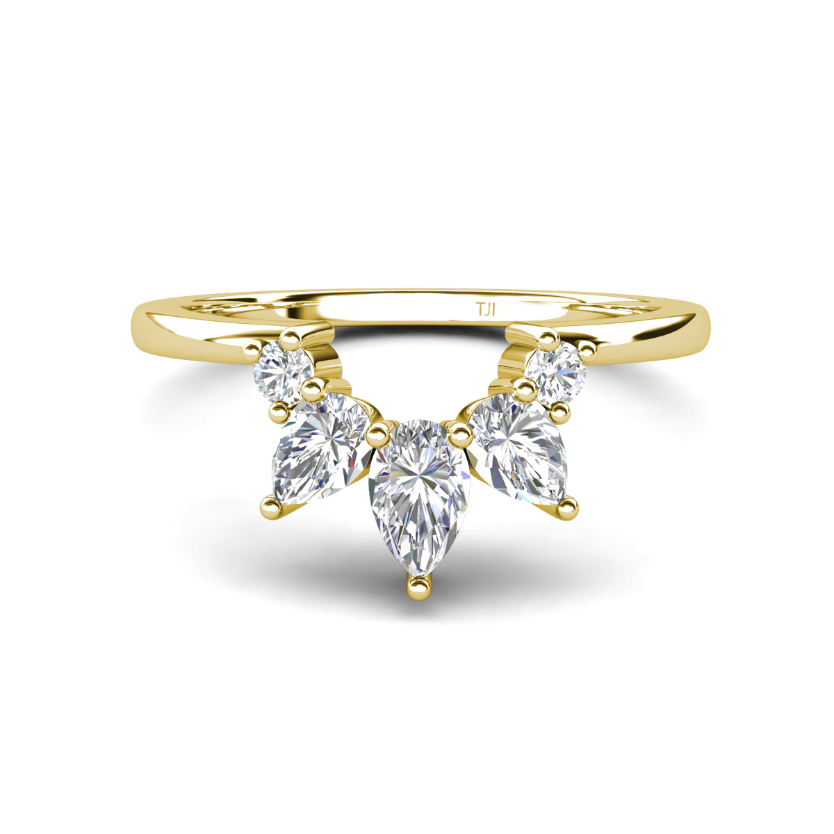 Amina 0.55 ctw Pear and Round Shape Lab Grown Diamonds Curved Wedding Band 