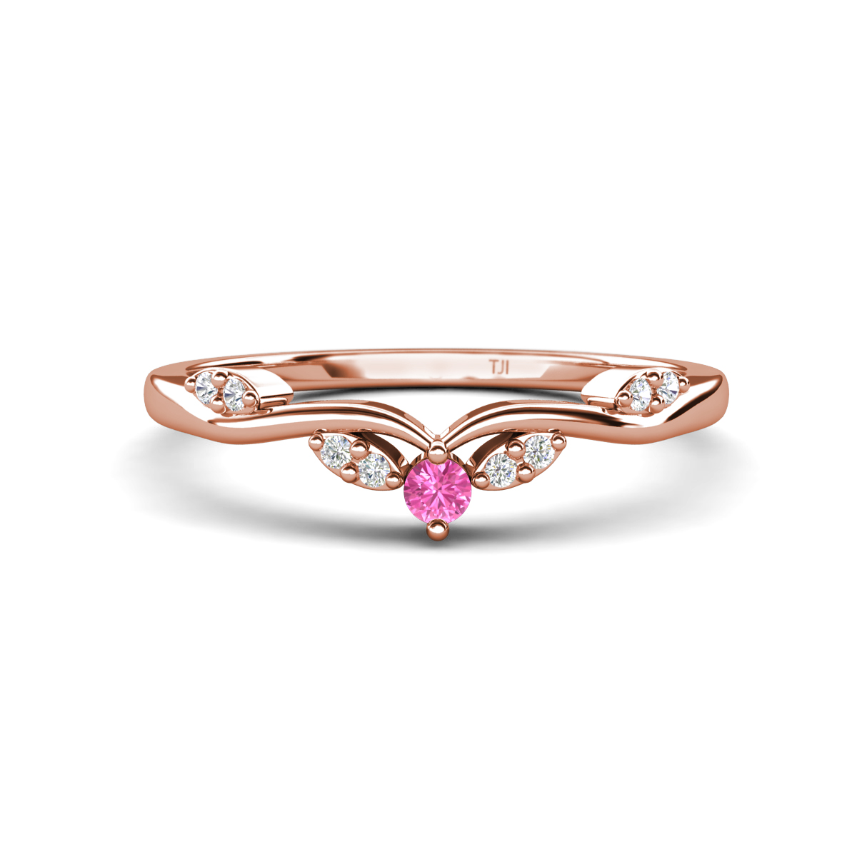 Brielle Pink Sapphire accented Lab Grown Diamonds Wedding Band 