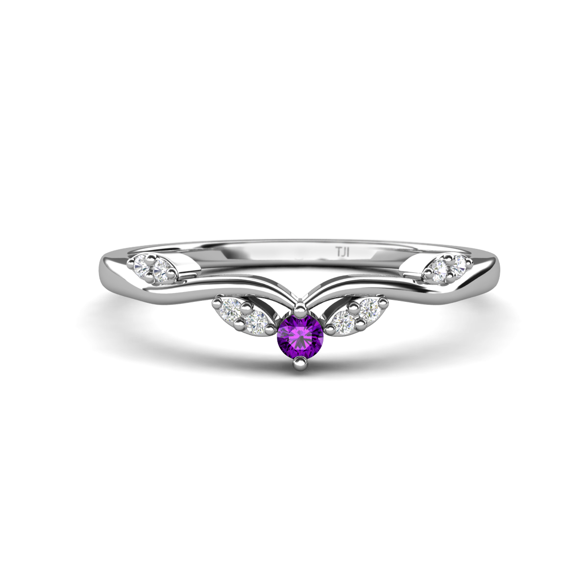 Brielle Amethyst accented Lab Grown Diamonds Wedding Band 