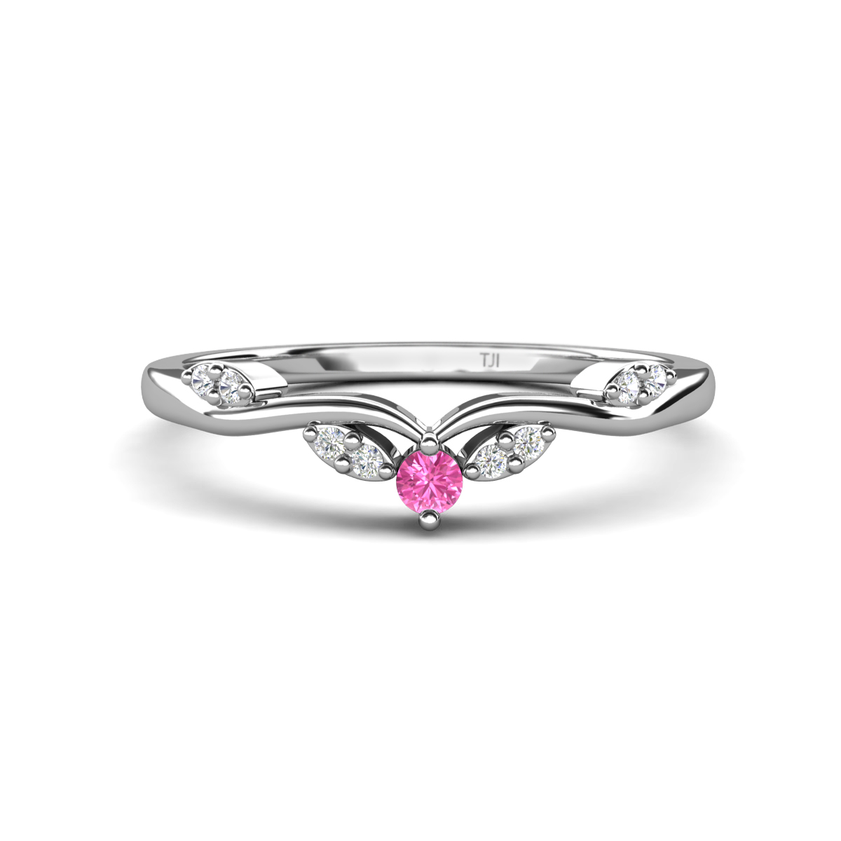 Brielle Pink Sapphire accented Lab Grown Diamonds Wedding Band 