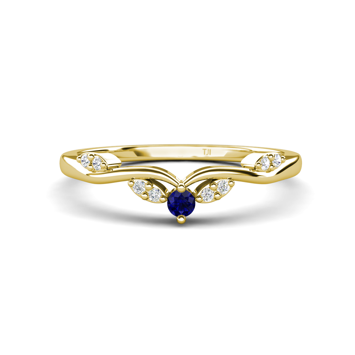 Brielle Blue Sapphire accented Lab Grown Diamonds Wedding Band 