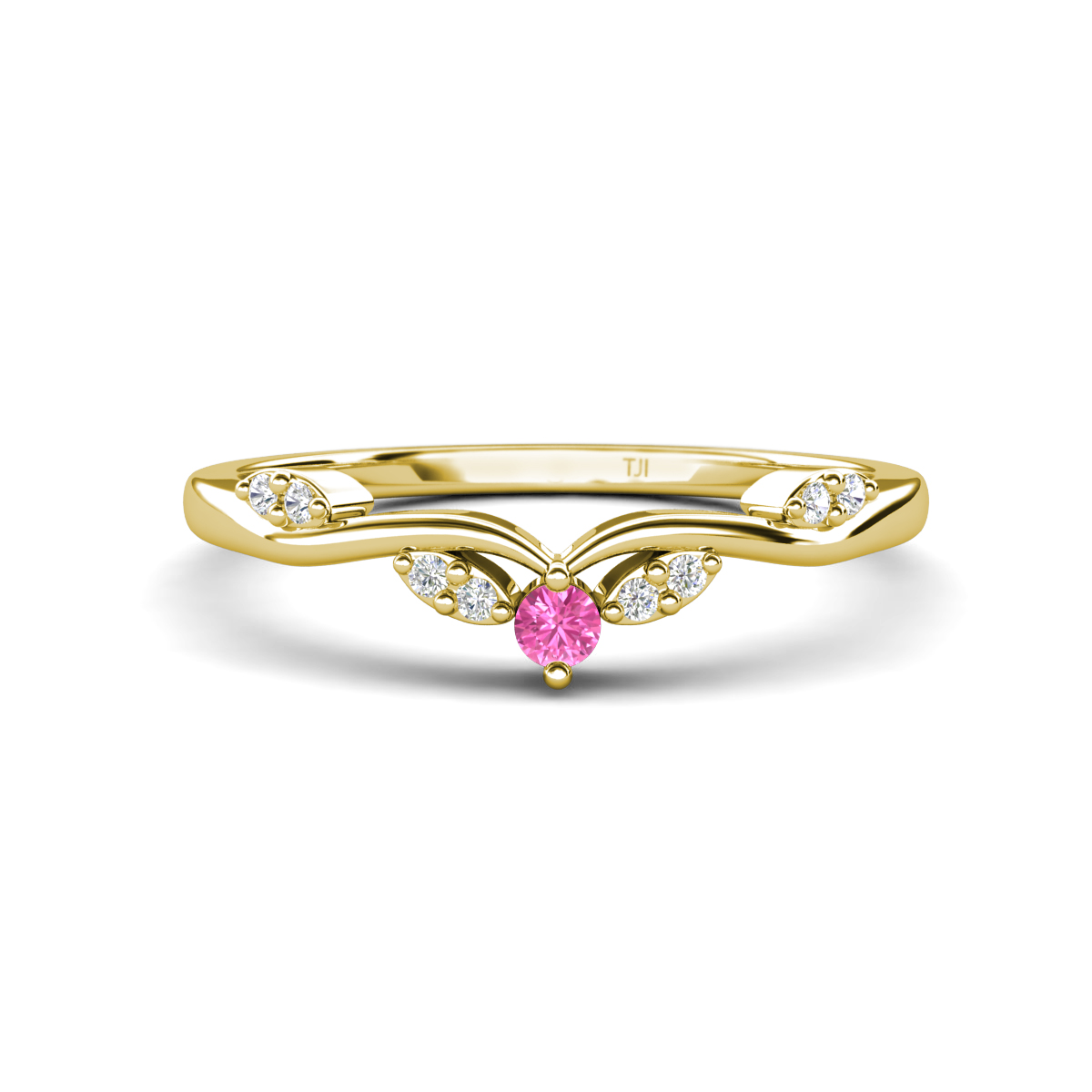 Brielle Pink Sapphire accented Lab Grown Diamonds Wedding Band 