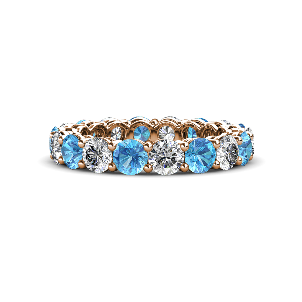 Tiffany 3.42 ctw Blue Topaz and Diamond (3.80 mm) Eternity Band 