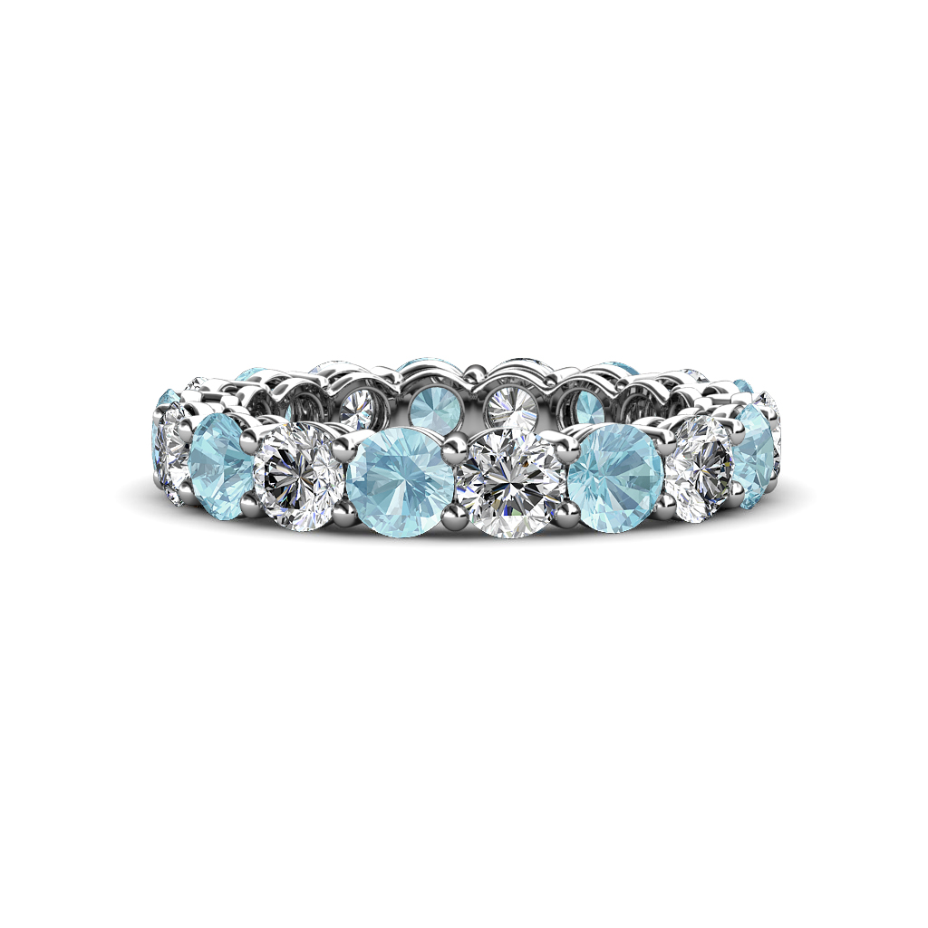 Tiffany 3.42 ctw Aquamarine and Diamond (3.80 mm) Eternity Band 