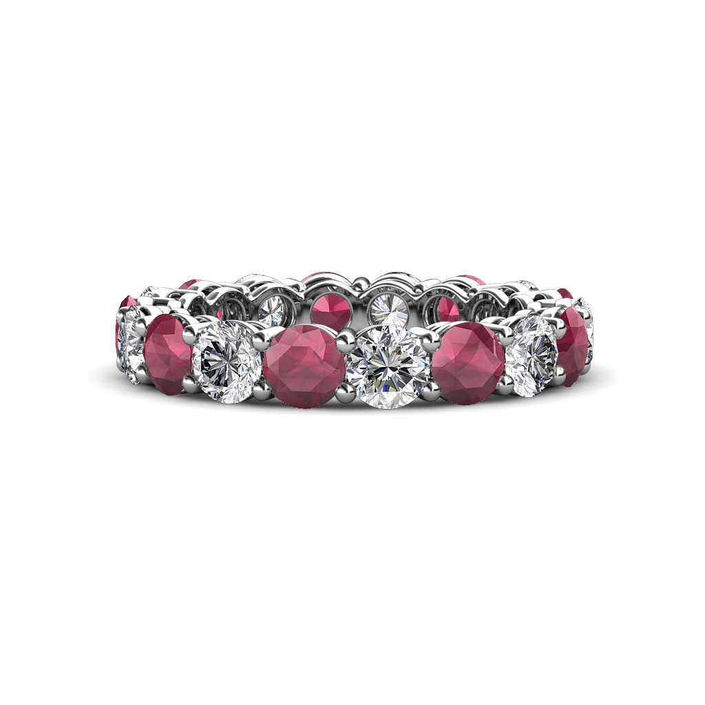 Tiffany 3.88 ctw Rhodolite Garnet and Diamond (3.80 mm) Eternity Band 