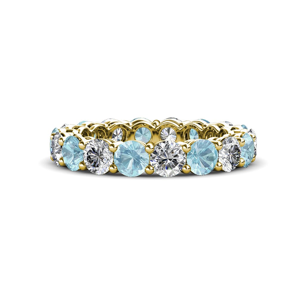 Tiffany 3.42 ctw Aquamarine and Diamond (3.80 mm) Eternity Band 