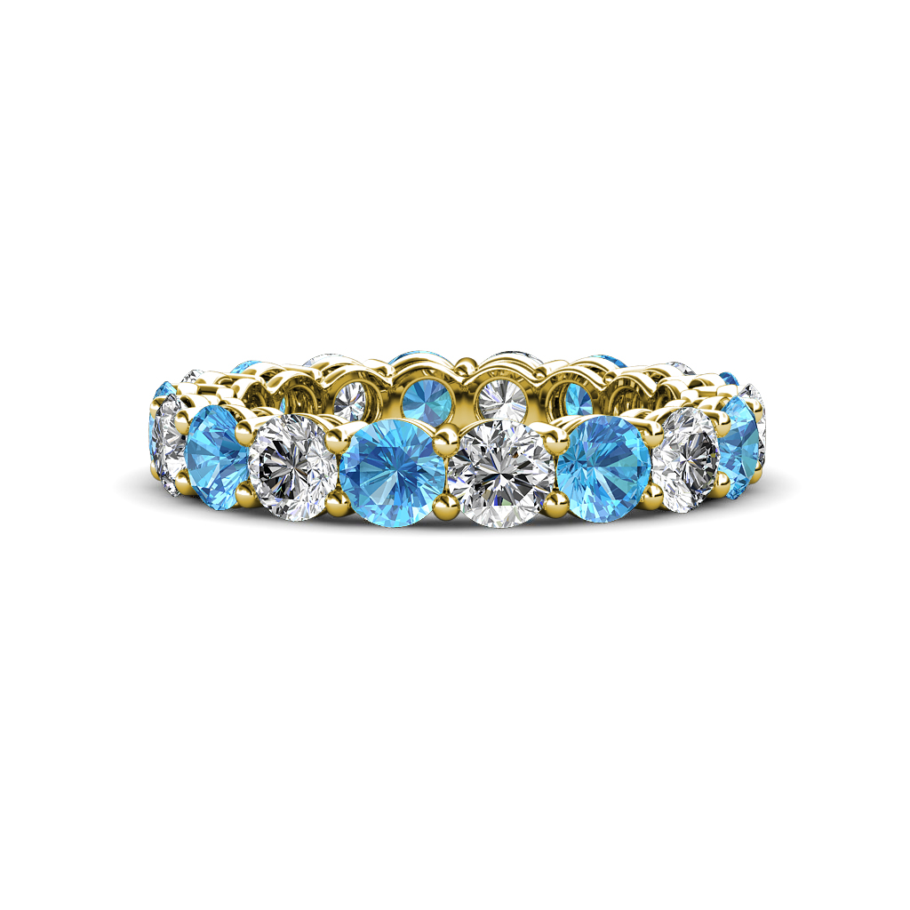 Tiffany 3.42 ctw Blue Topaz and Diamond (3.80 mm) Eternity Band 