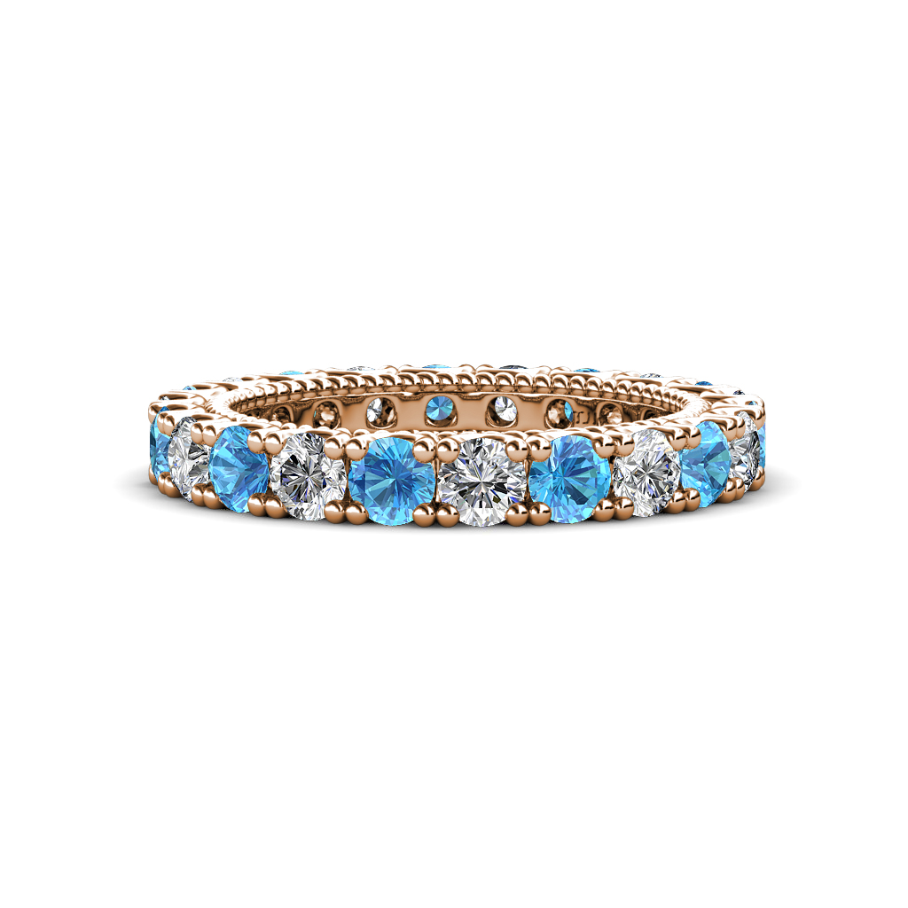 Ellen  1.98 ctw Blue Topaz and Diamond Eternity Band 