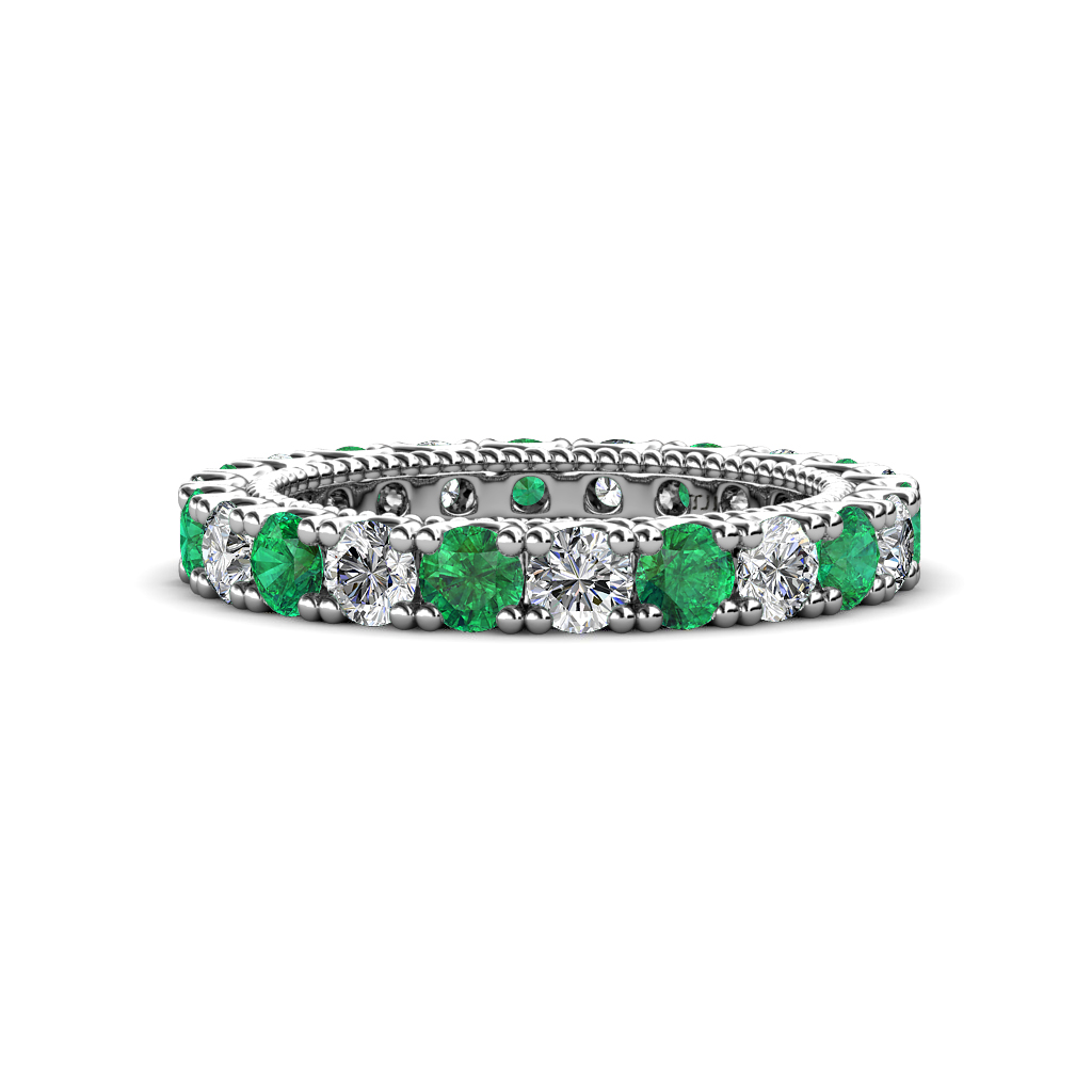 Ellen  1.82 ctw Emerald and Diamond Eternity Band 