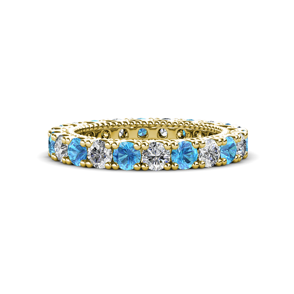Ellen  1.98 ctw Blue Topaz and Diamond Eternity Band 