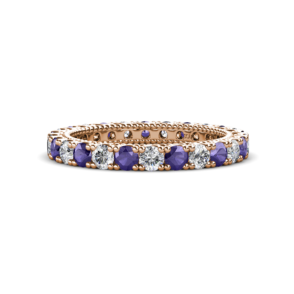 Ellen 1.56 ctw Iolite and Natural Diamond Eternity Band 