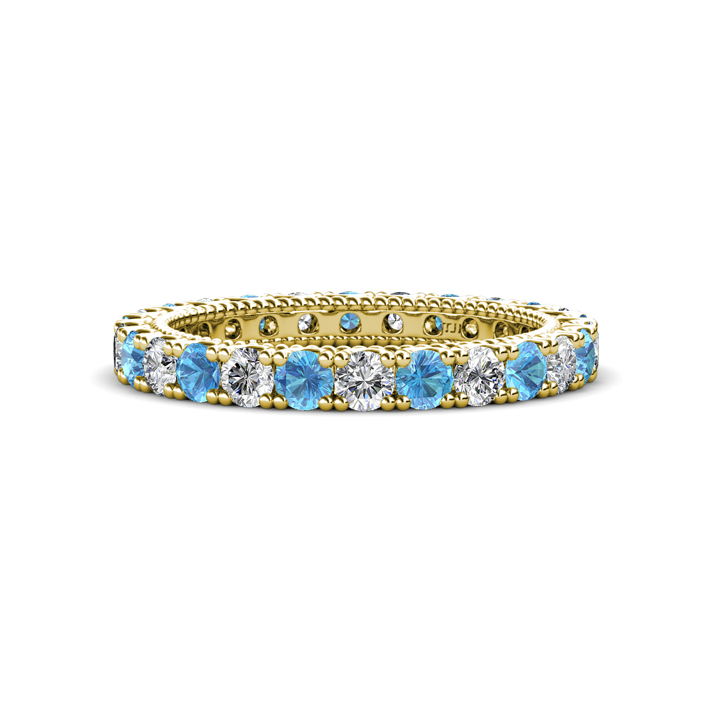 Ellen 1.68 ctw Blue Topaz and Natural Diamond Eternity Band 