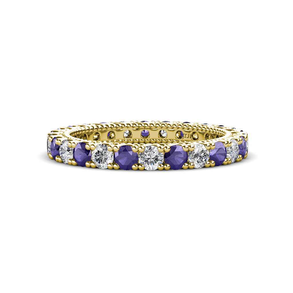 Ellen 1.56 ctw Iolite and Natural Diamond Eternity Band 