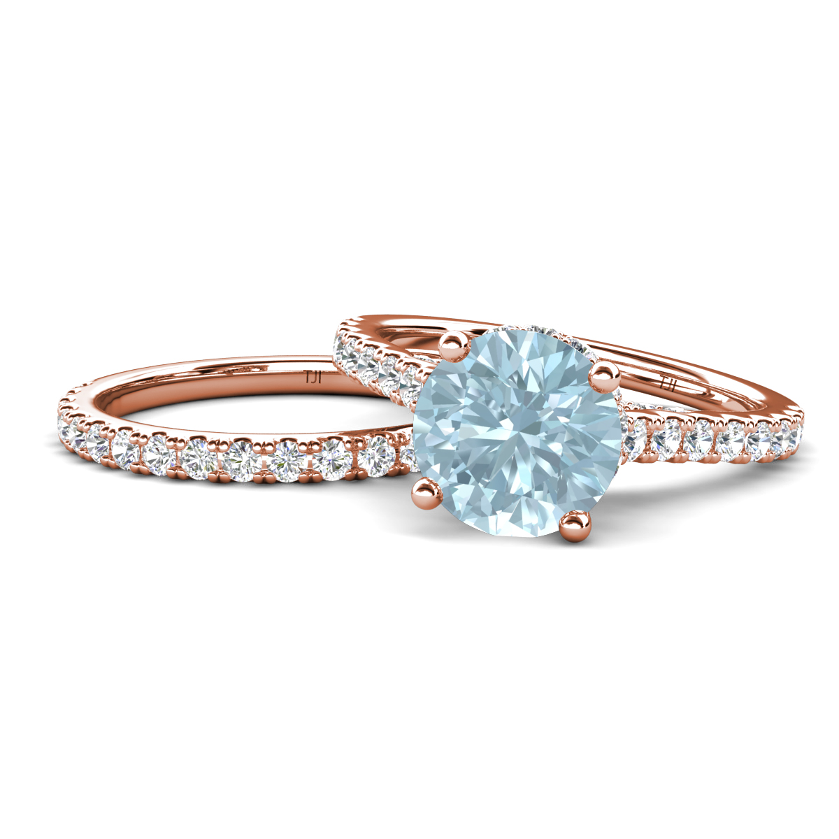 Kalina 2.03 ctw Aquamarine Accented Lab Grown Diamonds Bridal Set Ring  