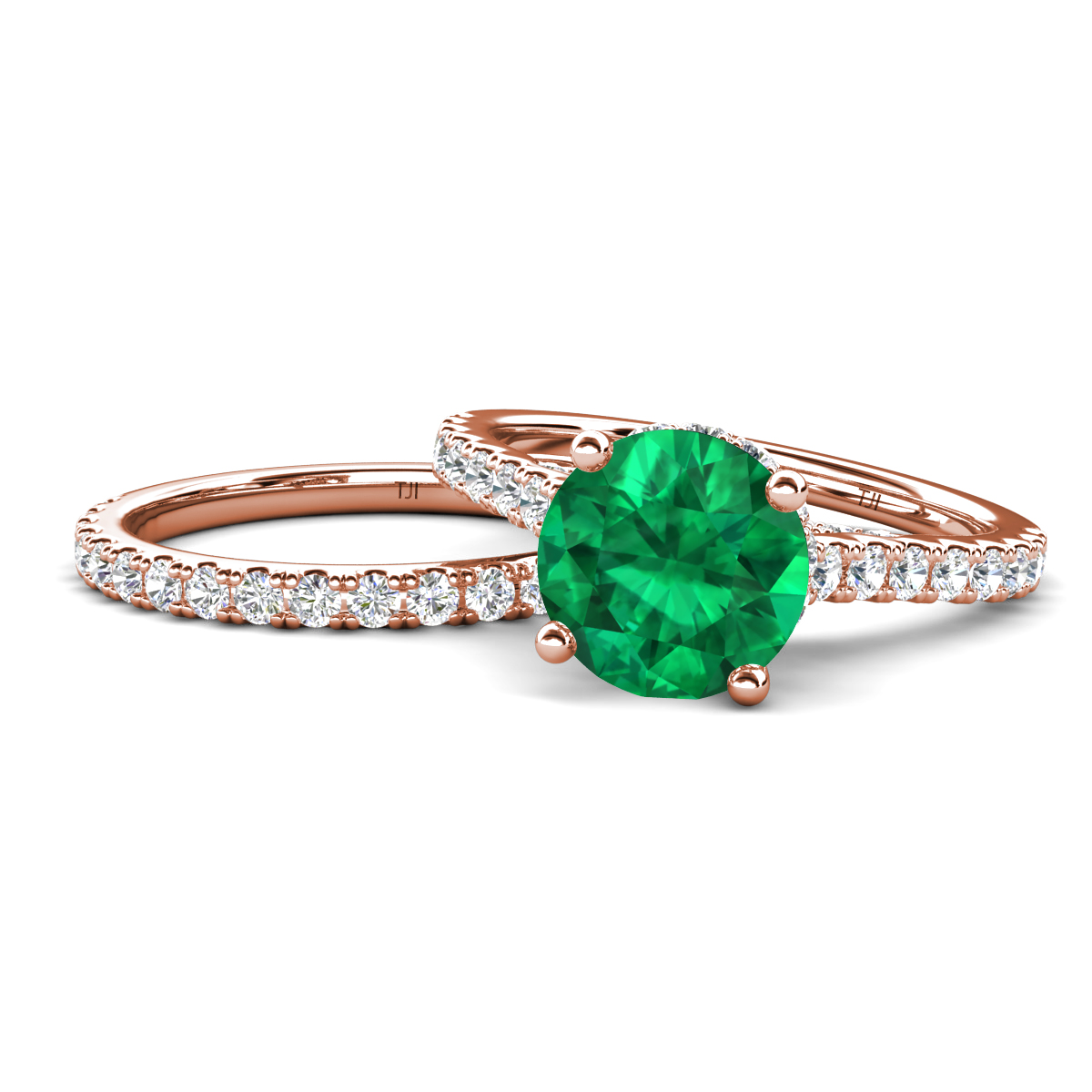 Kalina 2.28 ctw Emerald Accented Lab Grown Diamonds Bridal Set Ring  