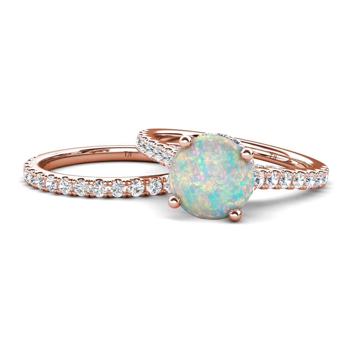 Kalina 1.78 ctw Opal Accented Lab Grown Diamonds Bridal Set Ring  