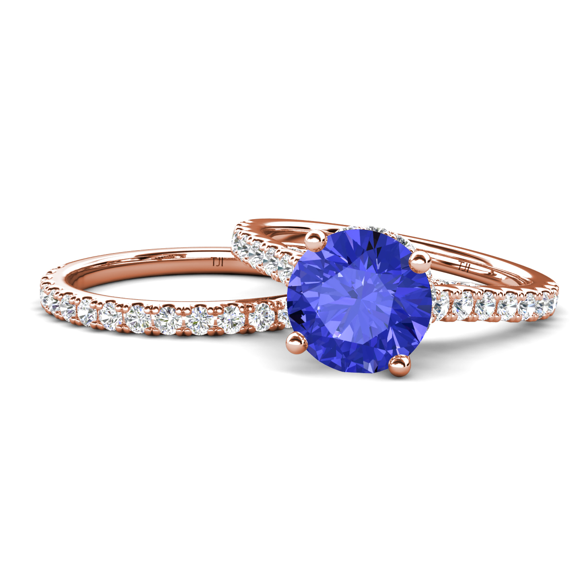 Kalina 2.07 ctw Tanzanite Accented Lab Grown Diamonds Bridal Set Ring  