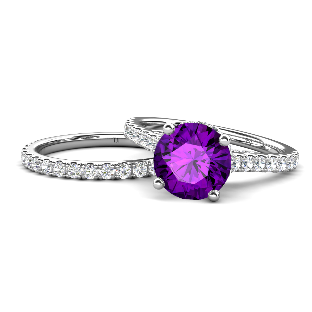 Kalina 2.03 ctw Amethyst Accented Lab Grown Diamonds Bridal Set Ring  