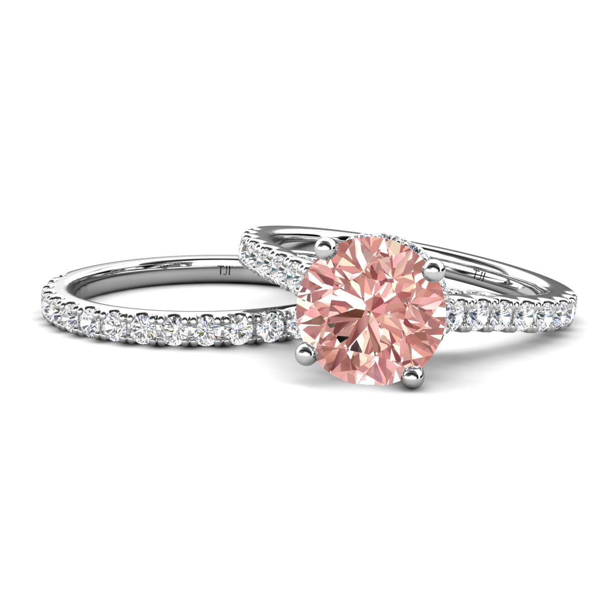 Kalina 2.08 ctw Morganite Accented Lab Grown Diamonds Bridal Set Ring  