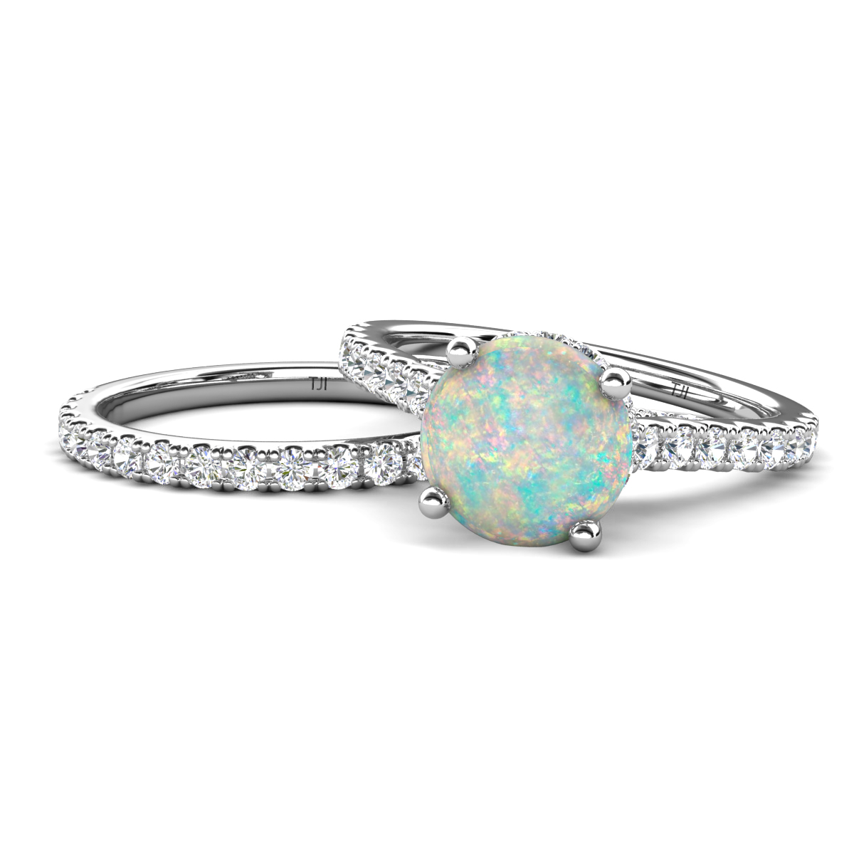 Kalina 1.78 ctw Opal Accented Lab Grown Diamonds Bridal Set Ring  