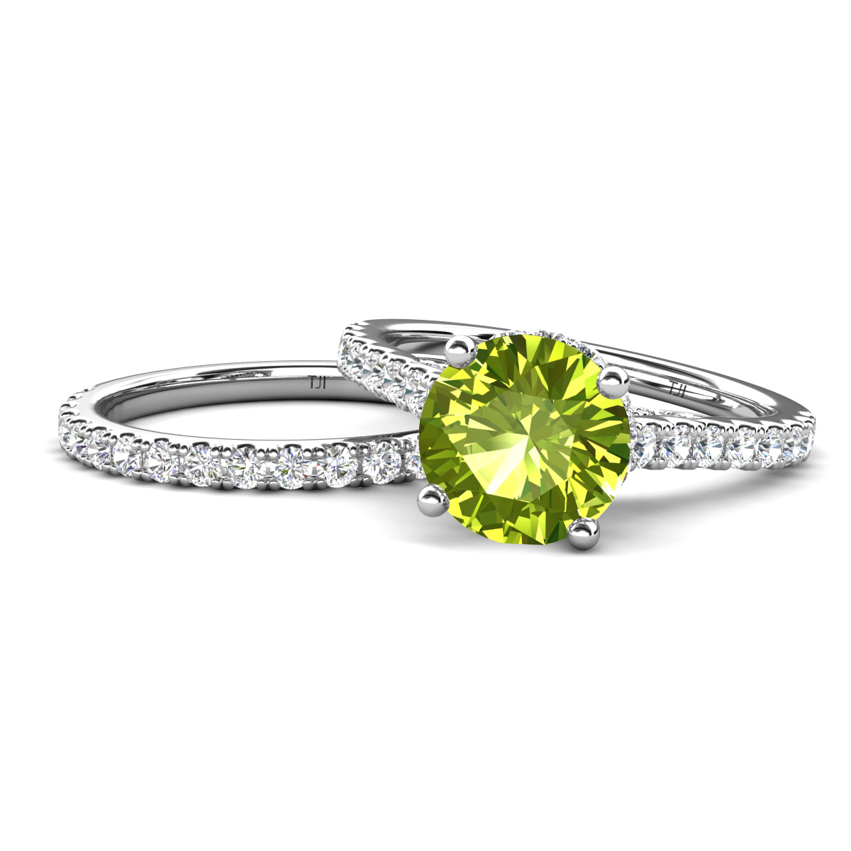 Kalina 2.28 ctw Peridot Accented Lab Grown Diamonds Bridal Set Ring  