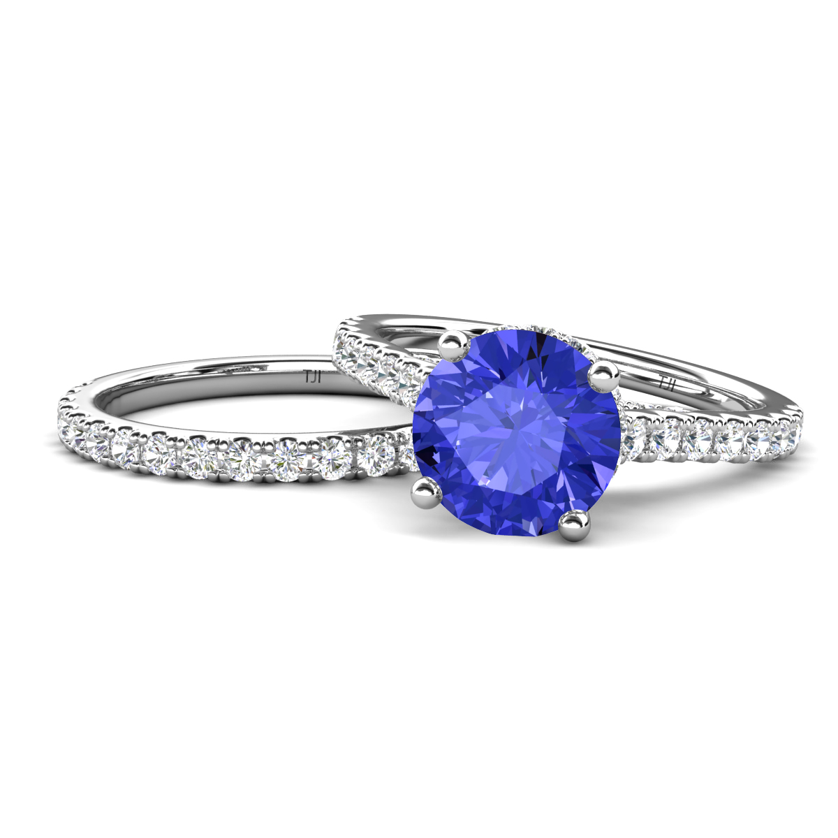 Kalina 2.07 ctw Tanzanite Accented Lab Grown Diamonds Bridal Set Ring  