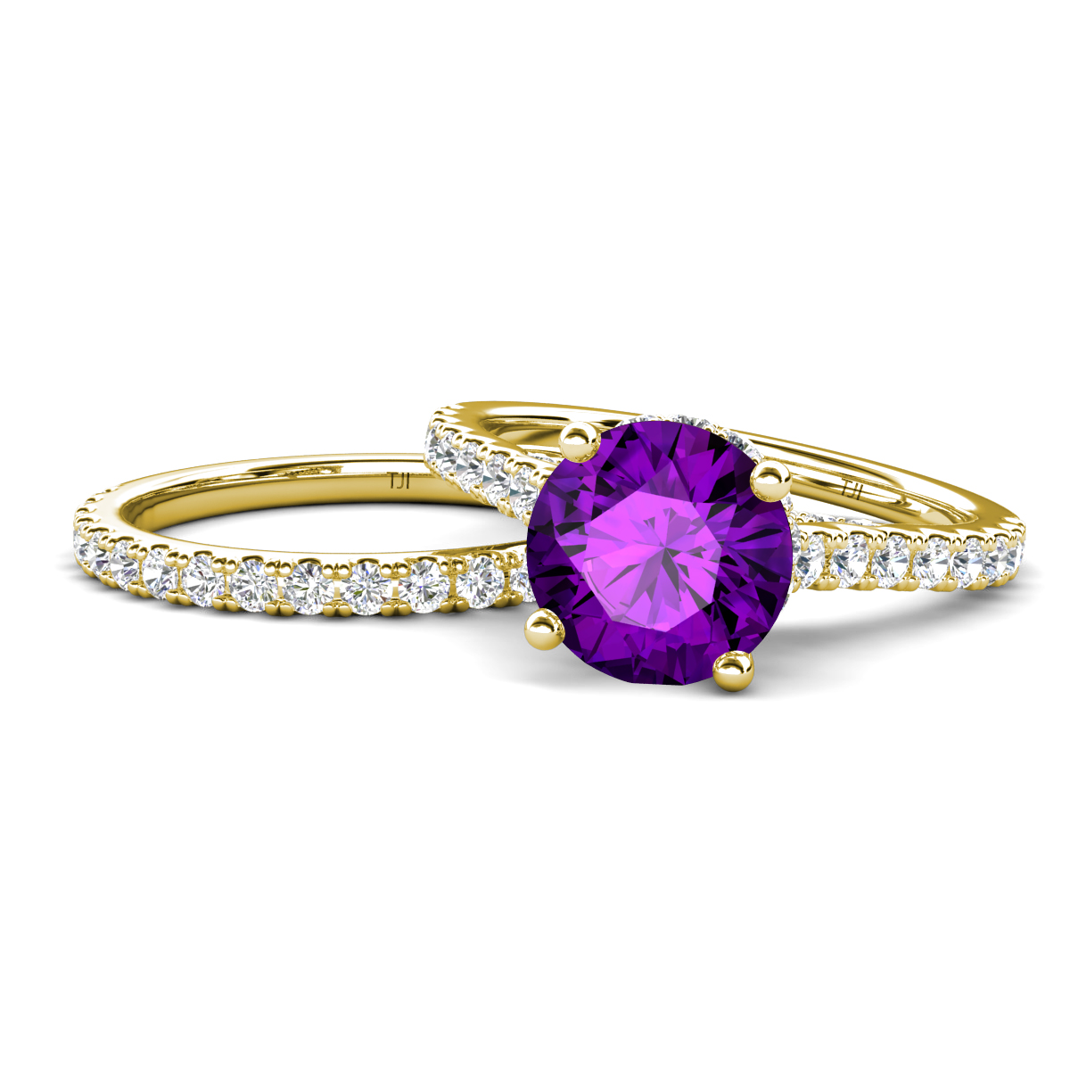 Kalina 2.03 ctw Amethyst Accented Lab Grown Diamonds Bridal Set Ring  